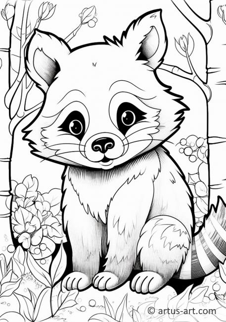 Cute Red panda Coloring Page For Kids